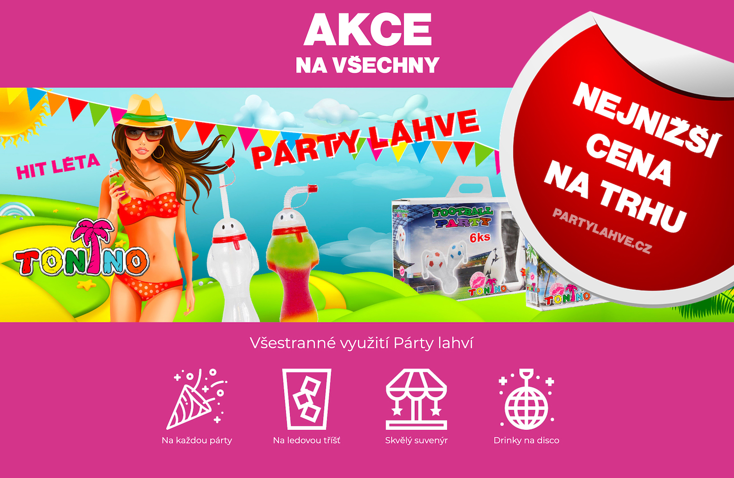 banner akce party lahve